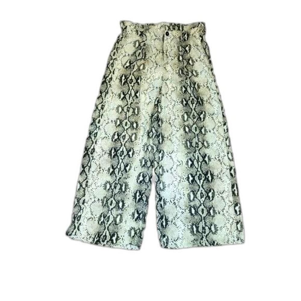 Hayden Brown Snake Skin Print Wide Leg Elastic Ruffled Waist Dress Pants Size 1X